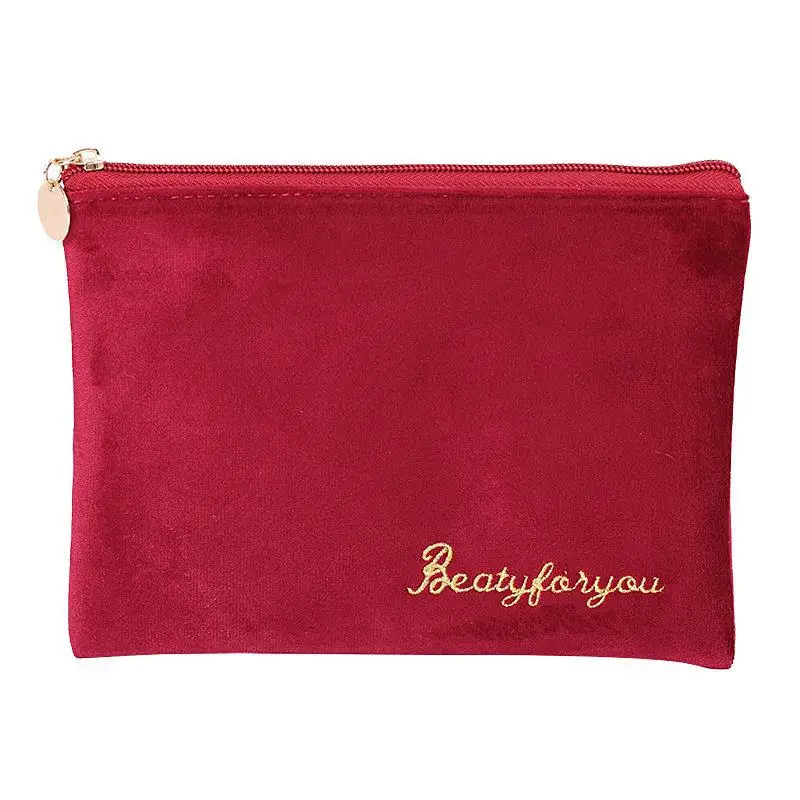 velvet embroidered makeup bag