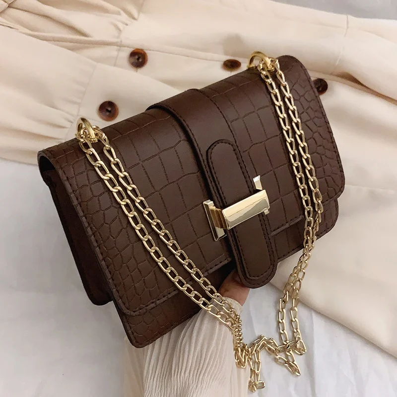 

2021 Stone Pattern Trendy Small Ladies Purses Handbags Casual Retro Mini Shoulder Bag Retro Chain Shoulder Bag, 4 colors