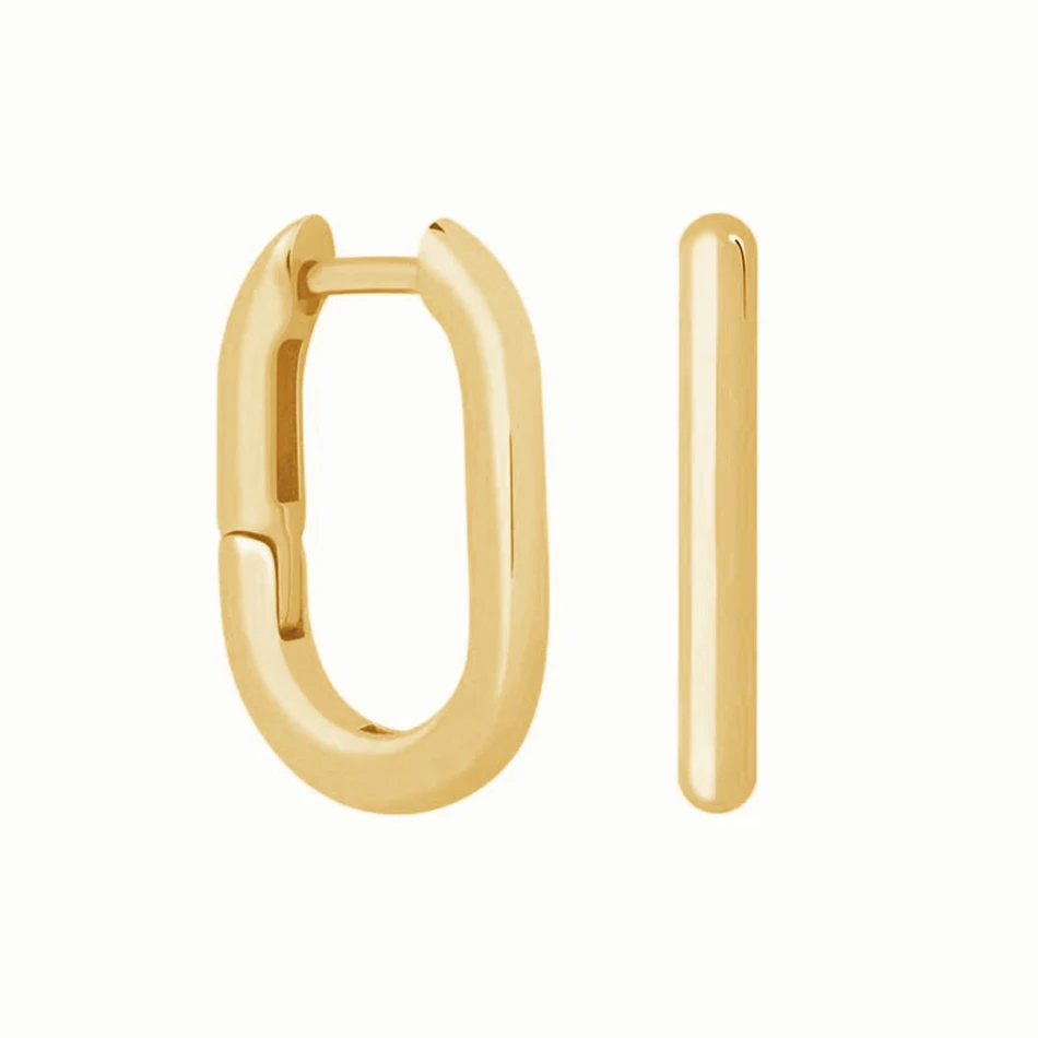 

simple earrings wholesaler fashion jewelry 18k gold plated 925 sterling silver rectangle huggie hoop earrings