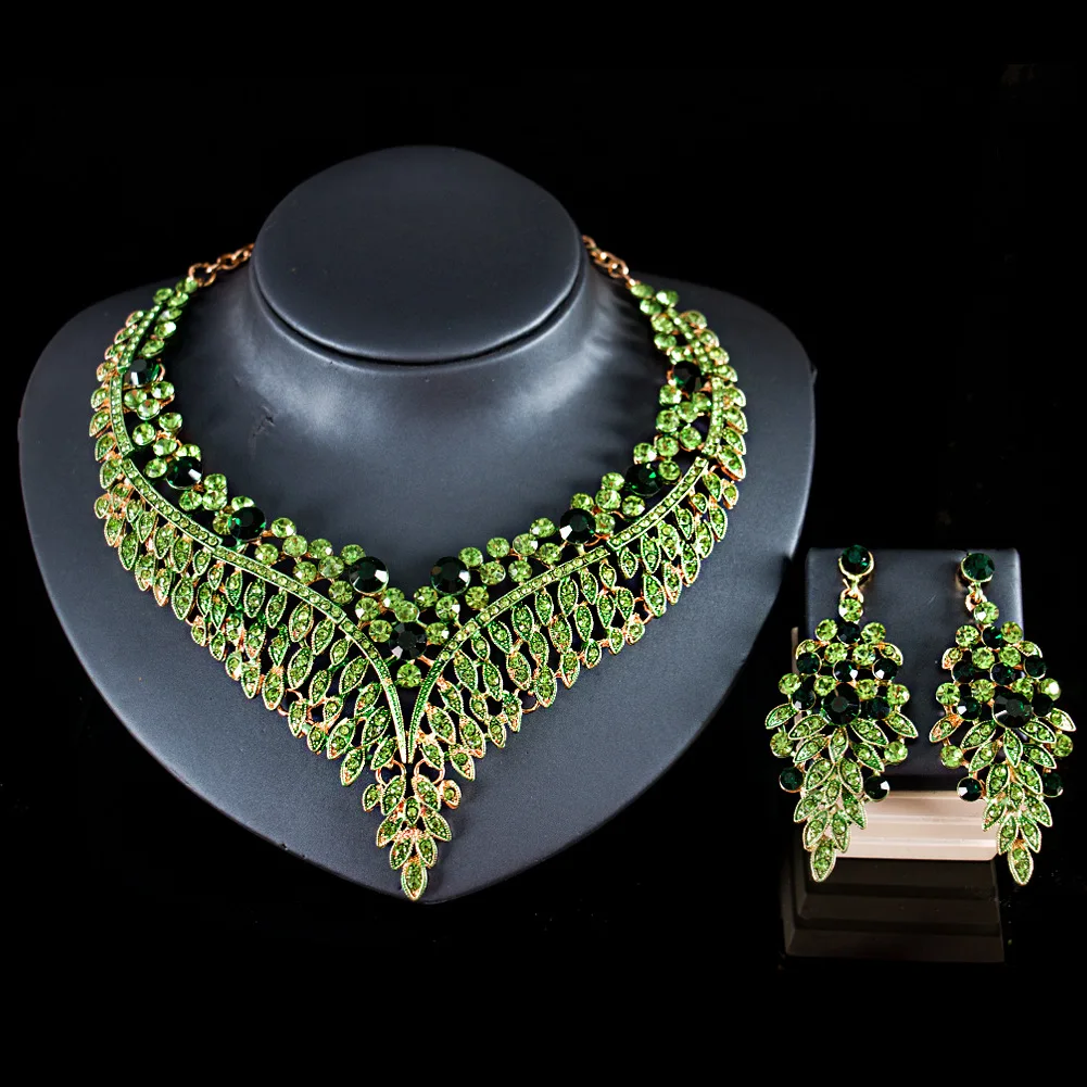 

african beads jewelry set nigerian glass set for women necklace and earrings for party, Picture shows