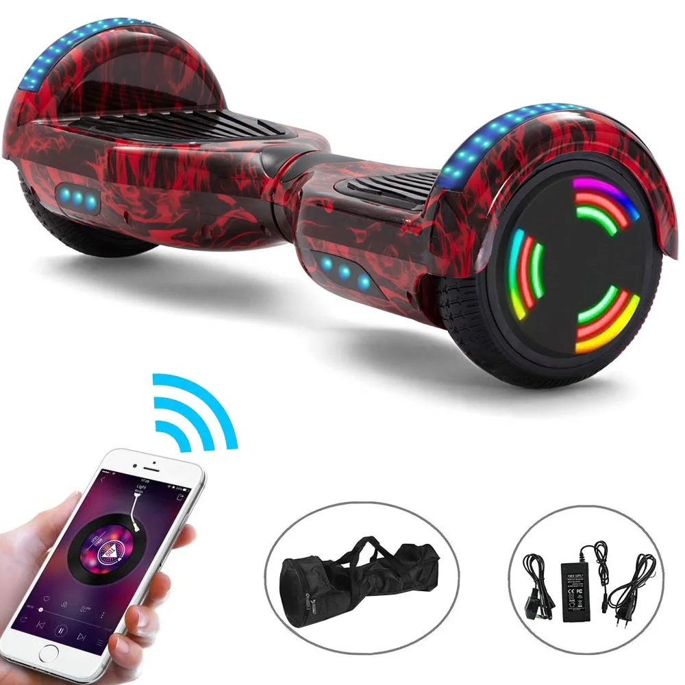 

Ebay Top Seller EU Warehouse Self-balancing Scooter 2 Wheels Electric Scooters LED Remote Control Kid Hoverboard, Flame red