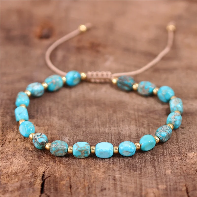 

Simple Bohemia Natural Stone Beads Stretch Tibetan Gemstones Beaded Bracelets Women Adjustable Bracelet Jewelry Dropshipping