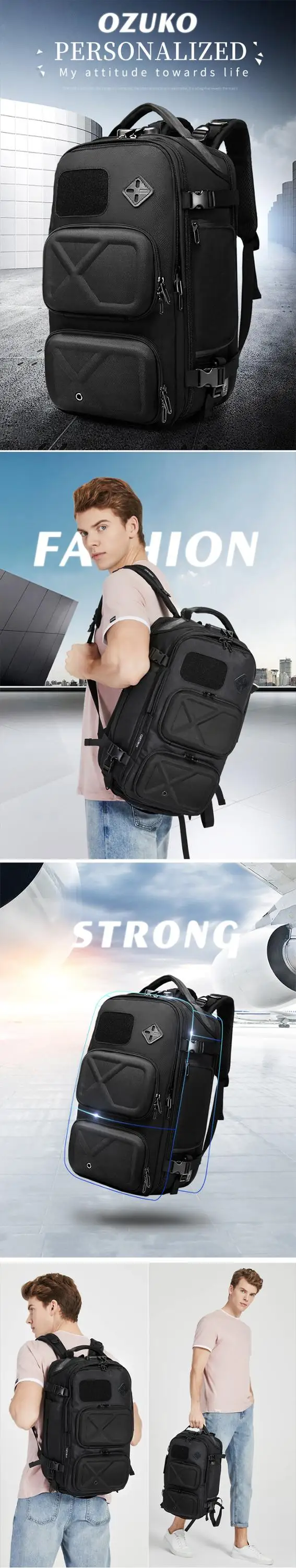 Ozuko 9309 Backpack Laptop Bags Mens 17 Inch Gym Sports Backpack For ...