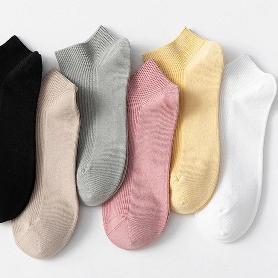 

Double Needle Quality Combed Cotton High Stretchable Spandex Solid Color Ankle Socks for Women, 6 solid colors