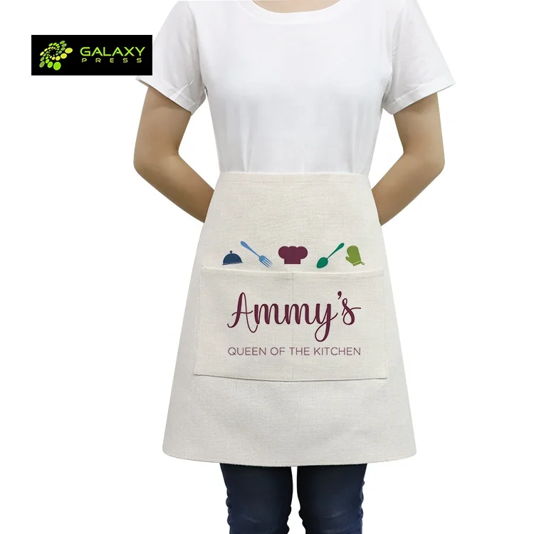 

Custom Printed Kitchen Linen Waist Aprons for Wholesales Sublimation Textile