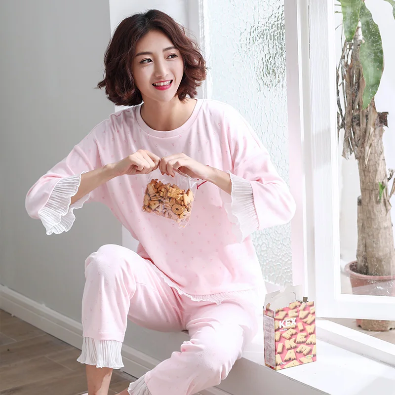 

Sexy hot new two-piece women's long-sleeved pajamas, Grey