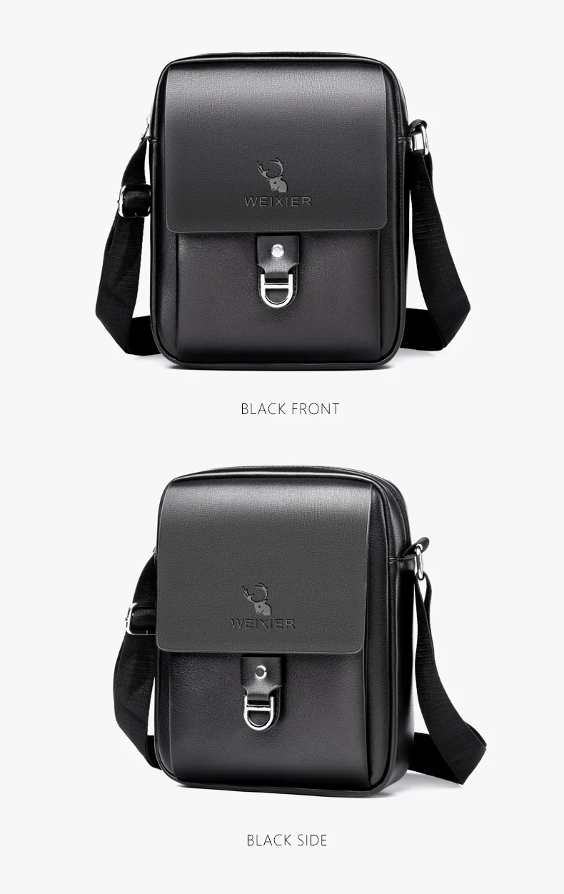 WEIXIER 8643 Brand New Fashion PU Leather Men Messenger Bags Casual Men's Shoulder Bag Zipper Crossbody Business Male Handbag