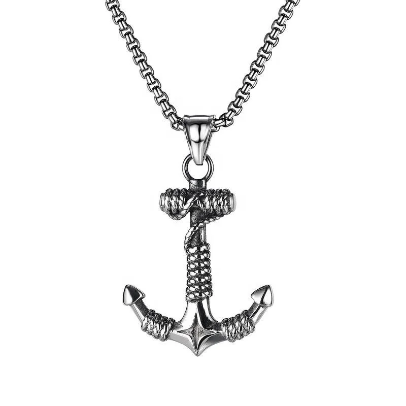 

High Quality Chain Jewelry Men 316L Stainless Steel Anchor Pendant, White