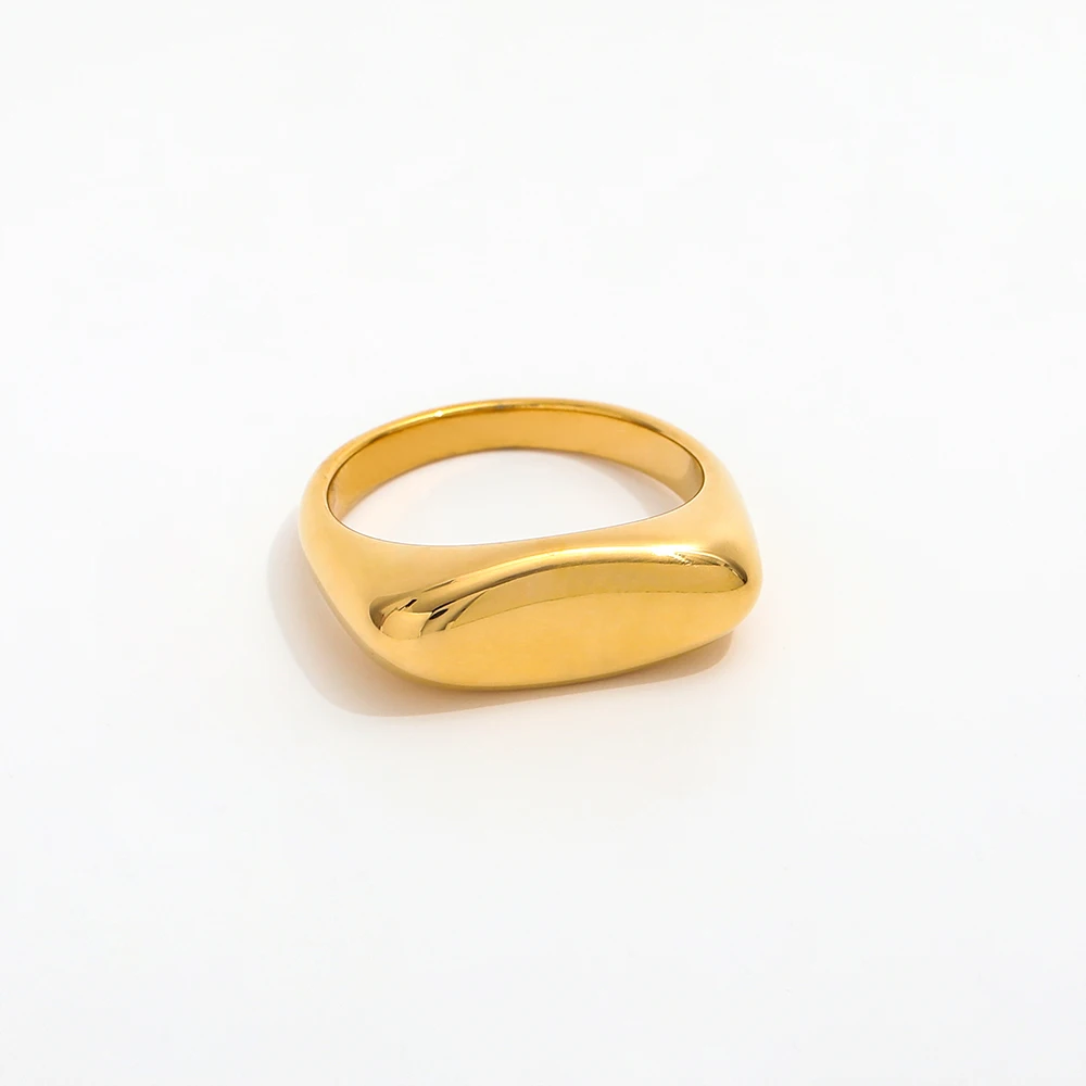 High End 18K Plain Gold Rings Stainless Steel Trendy Tarnish Gold Jewelry