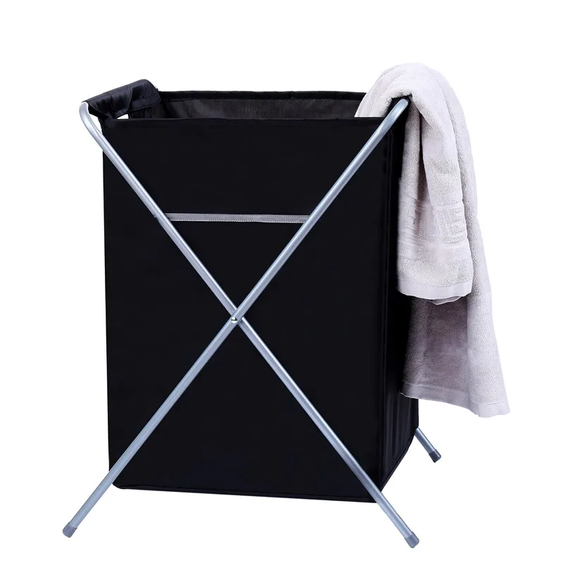 

Stackable Metal Storage Bags Baskets with Handle Easy-carrying Large Laundry Basket Fold up, Black