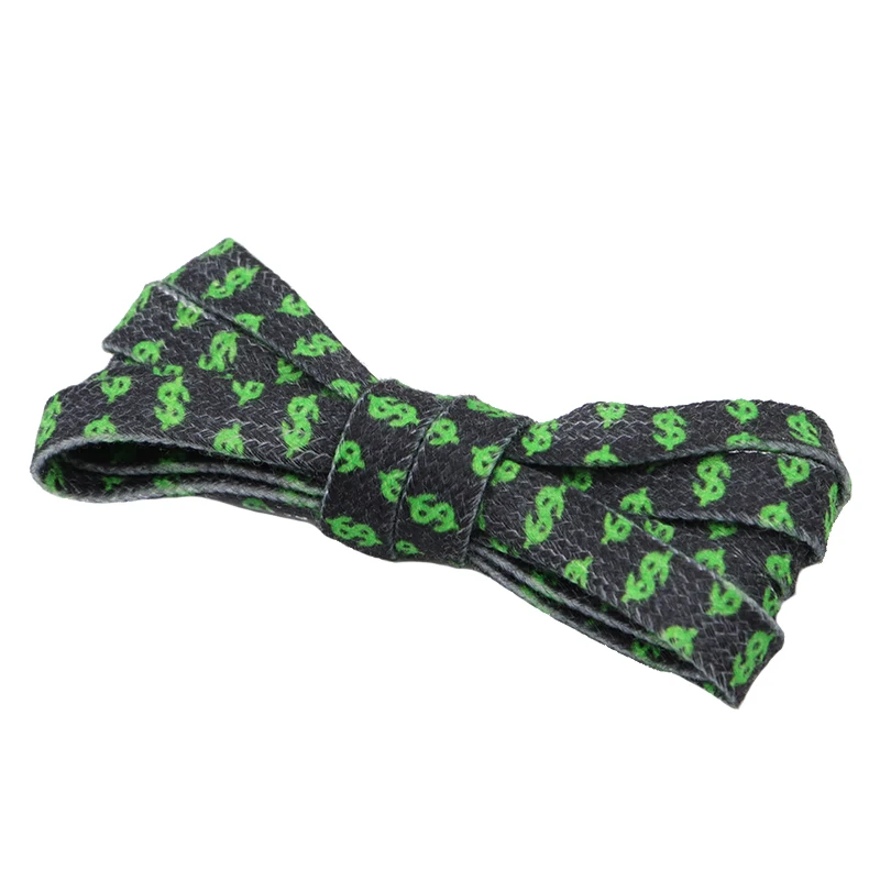 

Wholesale Customized logo Printed Dollar $ with Fabric Flat Polyester Shoelace
