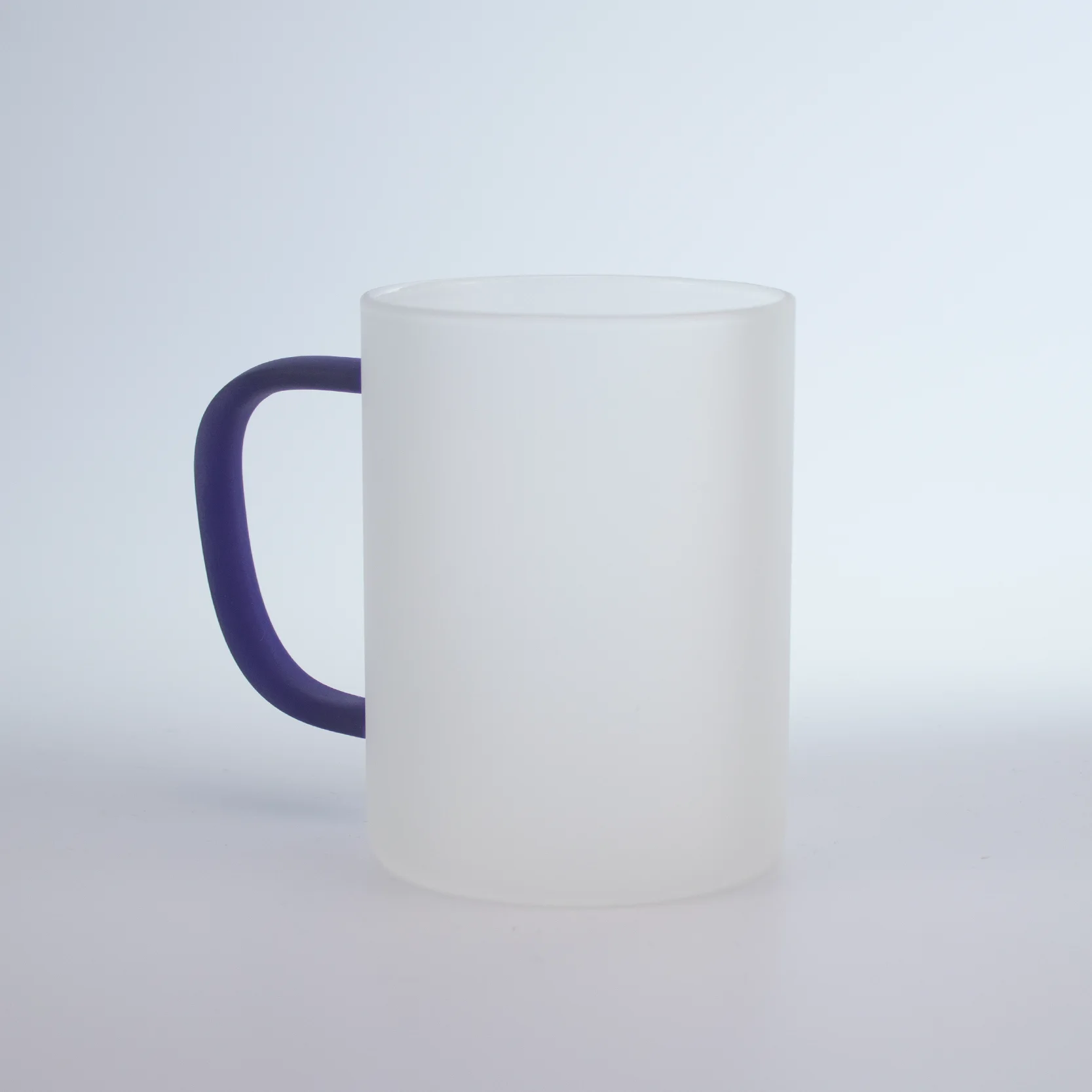 

Wholesale 15oz Sandy Glass Mug with Colorful Handle Heat Press Transfer Printing Logo Accepted Blank Sublimation Cups