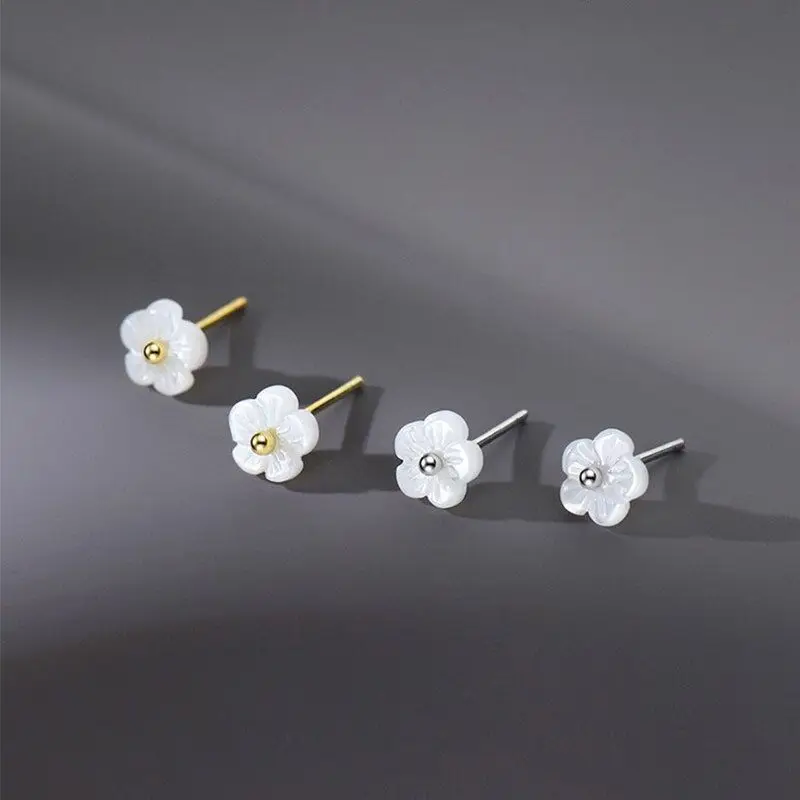 

GT 925 Sterling Silver white Shell flower earrings For Women Fine Jewelry Wholesale