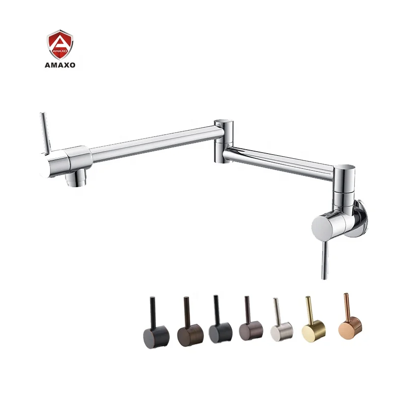 

Modern Style Brass Fold Kitchen Faucet Dual Handle Kitchen Tap Kitchen Sink Faucets