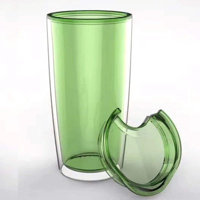 

wholesale double wall custom travel plastic mug reusable drink cup with dome lid, Customized color