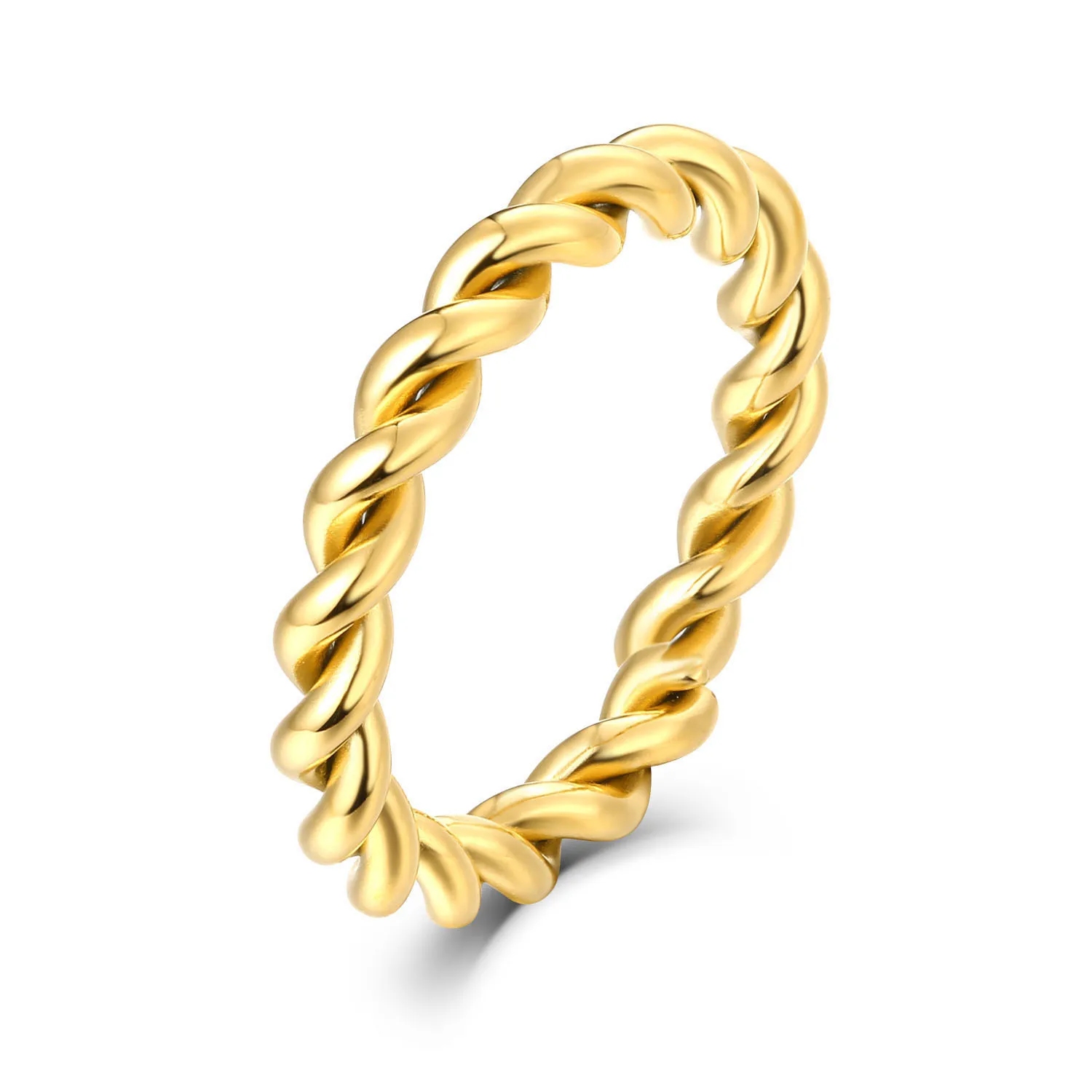 

Korean Trendy Twisted Titanium Steel Rings Hip-Hop Simple Stainless Steel Braided Ring Gold Plated, Silver, gold