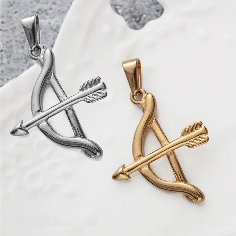 

Men 18k Gold Plated Stainless Steel Bow And Arrow Charms Necklace Pendant Cheap Wholesale Fashion Jewelry for Jewelry Making