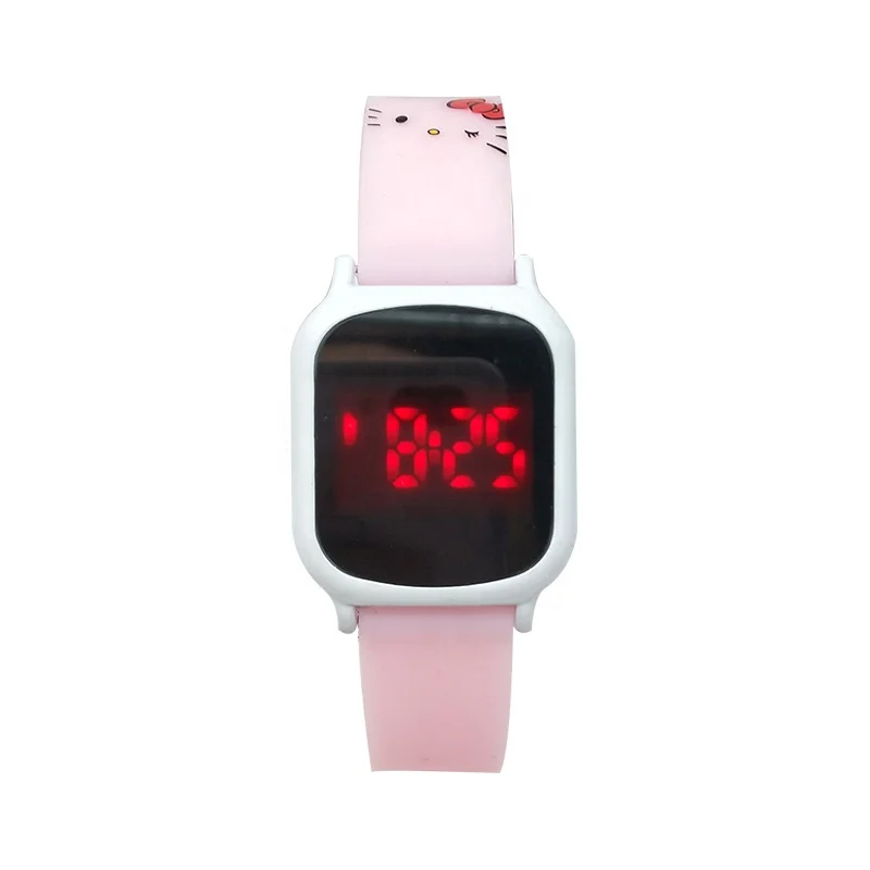 

Square Silicone Touch Screen Kids Digital Led Watch Cute Cat Cartoon Hello Kitty Kids Watches Reloj Hell Kitty