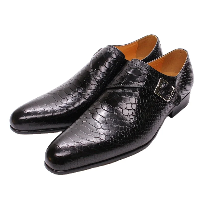 

Monk Strap Men Leather Shoes Black Slip On Formal Dress Shoes, Black, brown or customize