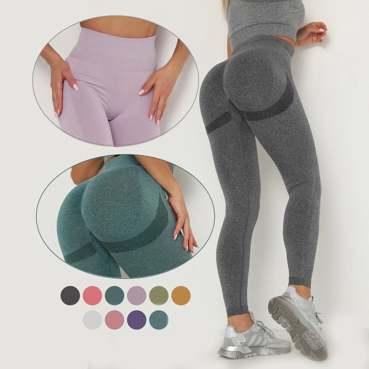 

PASUXI Seamless Factory Fitness Yoga Wear High Waist Gym Leggings Anti Cellulite Yoga Pants Scrunch Butt Seamless Leggings, As picture