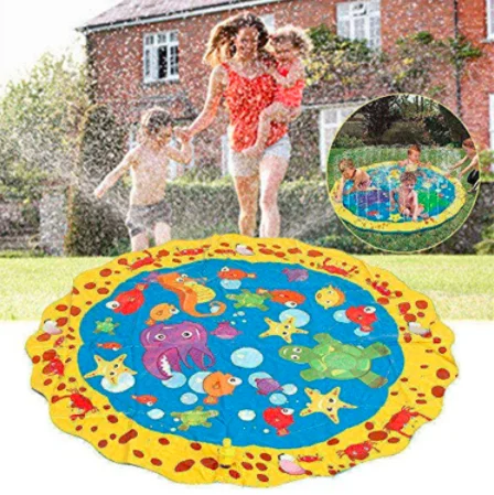 

Summer Games for Kids Inflatable Summer Outdoor Water Fun Play Mat Sprinkler Splash Mat for kids, Yellow