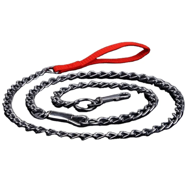 

Wholesale Adjustable Dog Metal Iron Leash and Collar Set Chain Breakaway Anti Bite Durable Heavy Duty Dog Walking Traction Strap