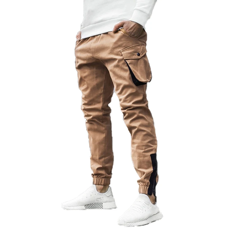 

New Fashion Mens Casual Multi Pockets Cargo Ankel Zip Sweat Pants Men's Trousers