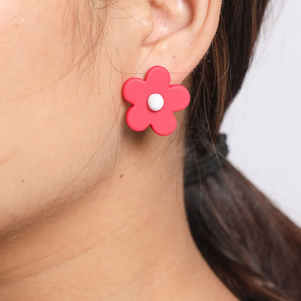 Handmade geometric studs colourful clay earrings resin jewellery