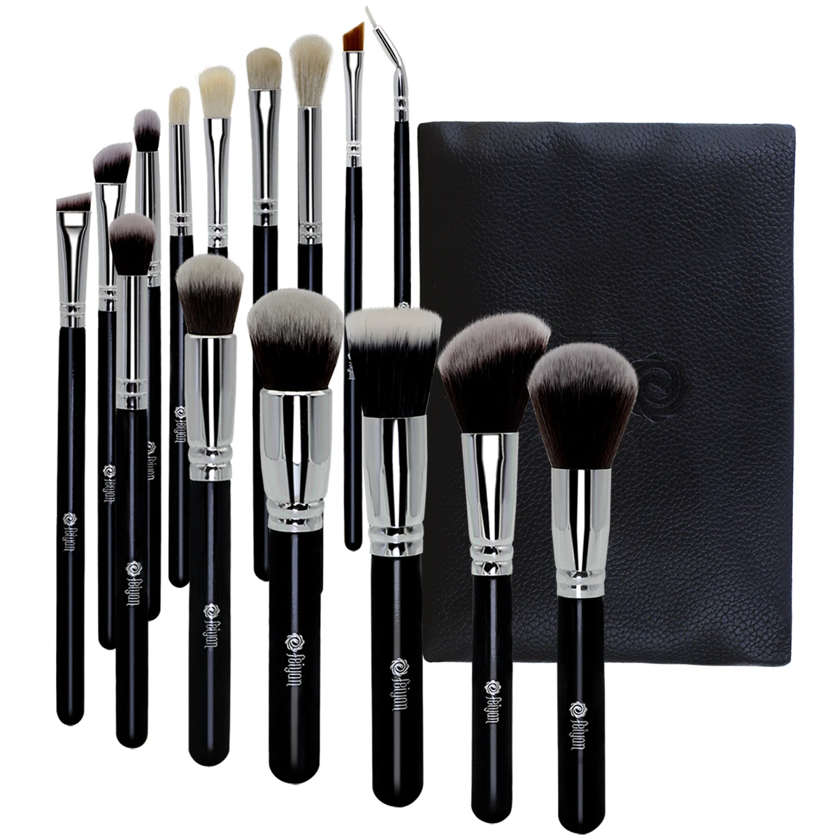 

HMU Professional 15pcs/set Premium Synthetic Kabuki Cruelty Free Wholesale Black 15 pcs Cosmetic Brushes Makeup Private Label