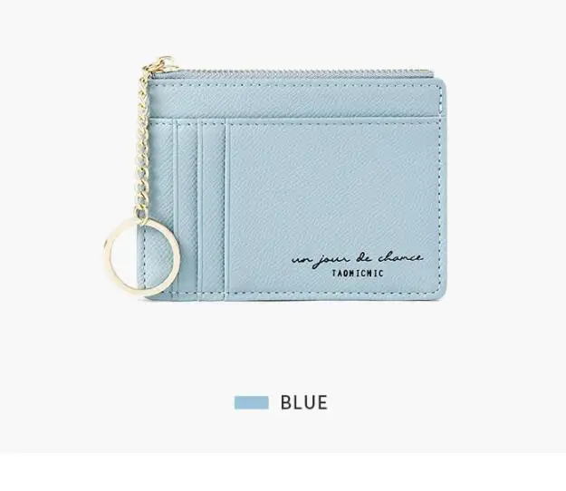 

Wholesale Customized Double Sides Credit Card Holder with Coin Zipper Pocket and Key Chain
