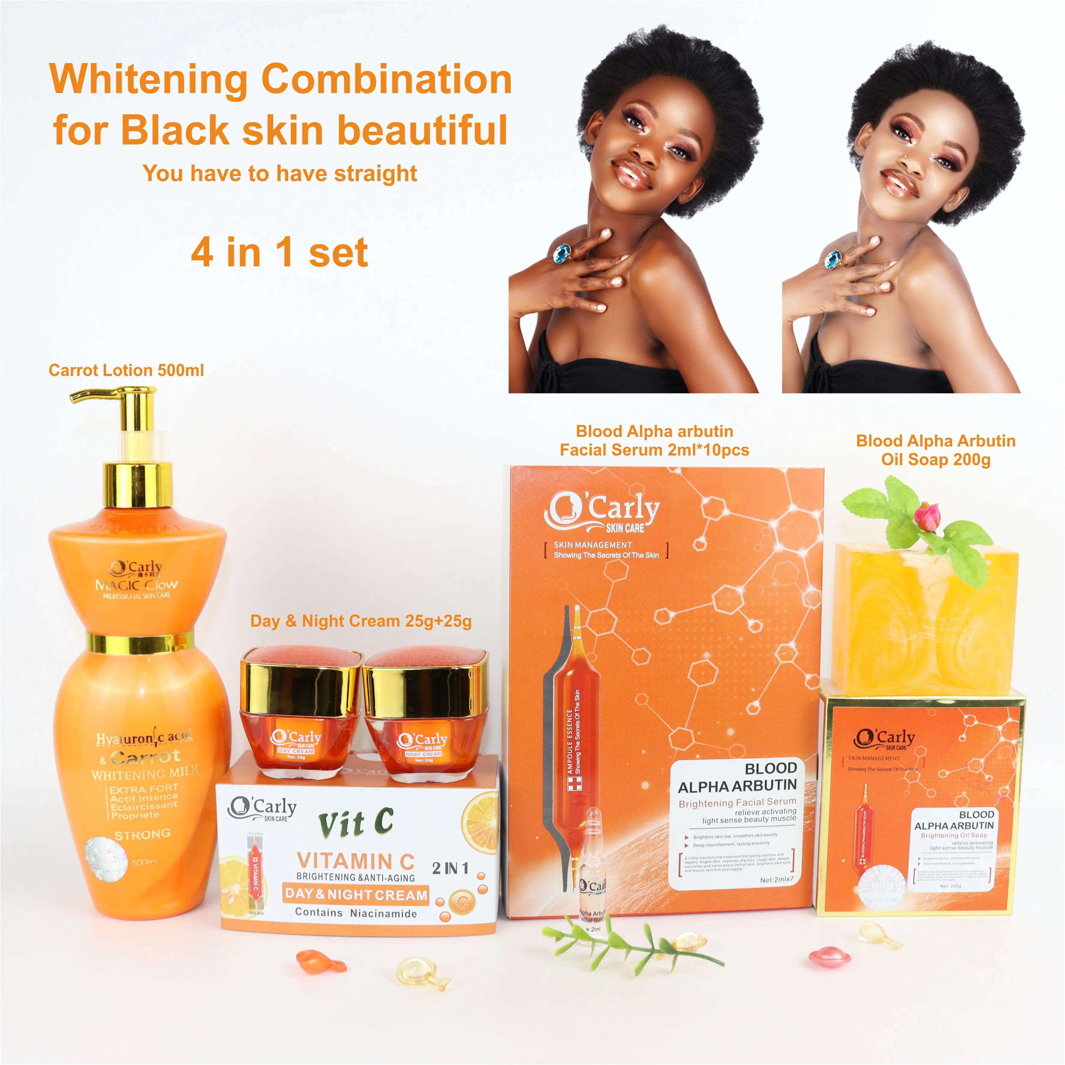 

Private Label Cosmetic Facial Cream Set Anti Wrinkle Organic Moisturizing Brightening Vitamin C Skin Care Set 4 in 1