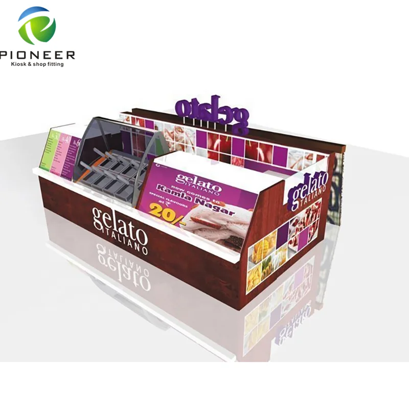 

Pioneer Gelato Display Cabinet Ice Cream Kiosk Design, Customized color