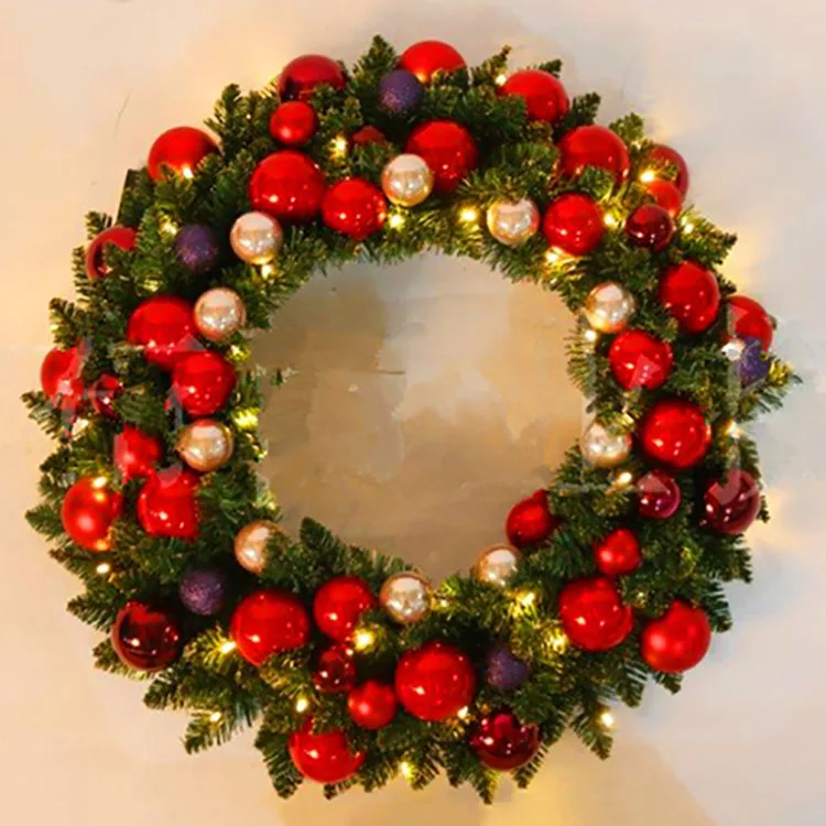 Wholesale Led Light Artificial Flower Xmas Decoration Green Garlands Christmas Wreath Buy