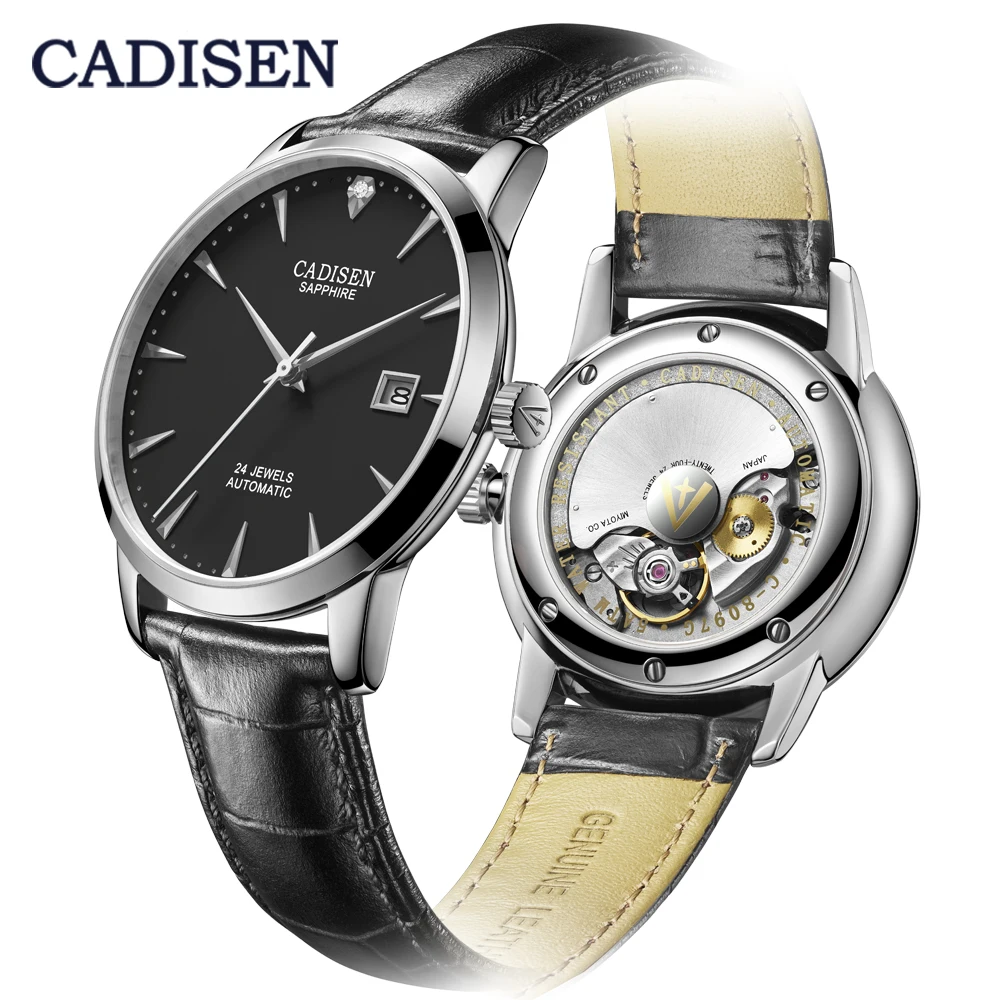 

CADISEN C8097 Men Automatic Mechanical Wristwatch Miyota 9015 Ultra Thin Watch Diamonds mens Band Waterproof Clock Watch Men