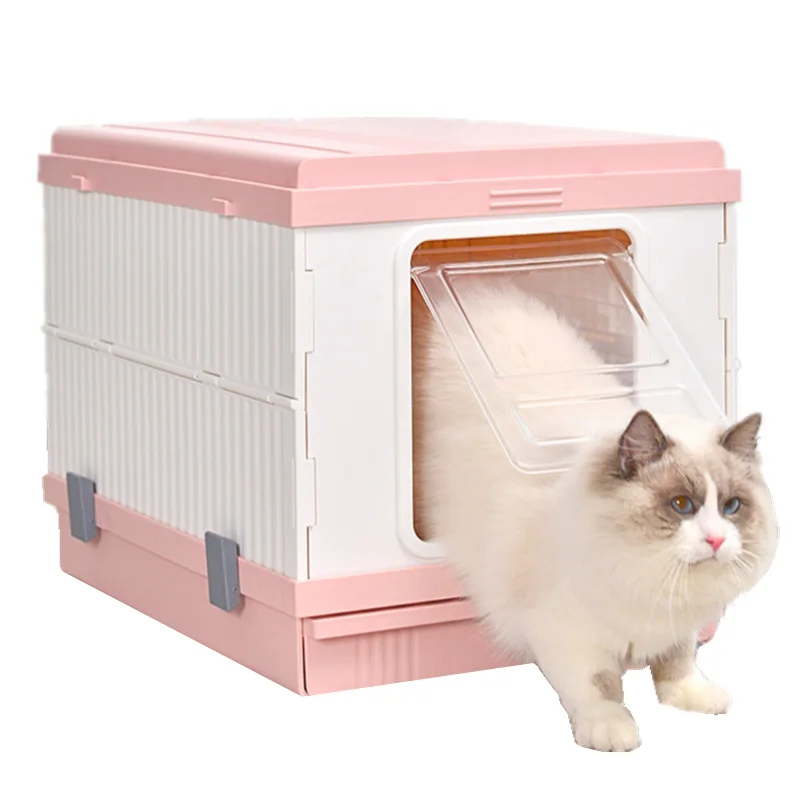 

wholesale Foldable Portable Ttoilet With Lid Top Entry Type Anti-Splashing closed Cat Litter Box With drawer, Blue,green,pink