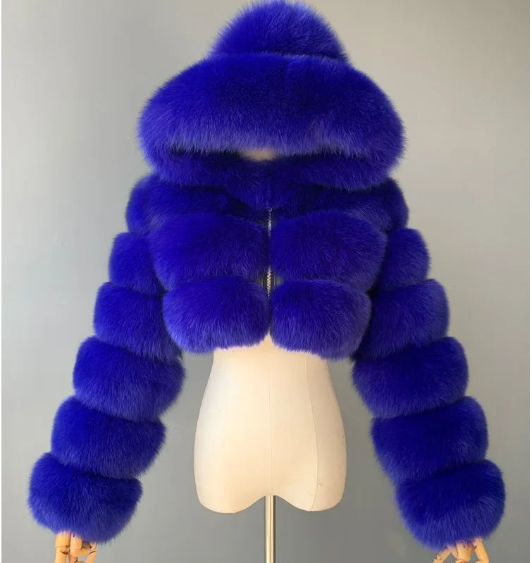 

2021 fashion Winter Coat Jacket Women Faux Fox Fur Coat with Hood Fashion Short Style Fake Fur Coat for Lady
