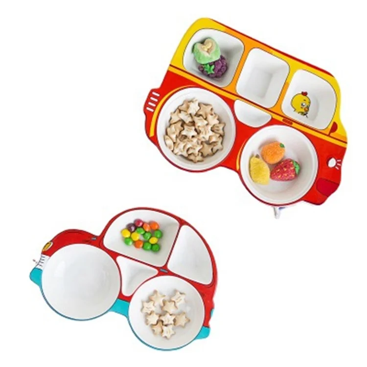 

Wholesale Car Shape Kids Ceramic Dishes Set Enhance Stability Children Dinnerware Set