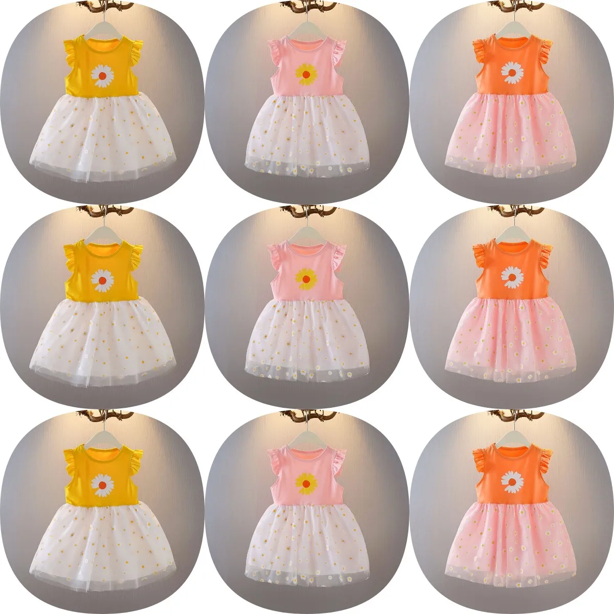 

girls' clothing sets Fashion design children's clothes soft print ankle kids dresses fashion cotton skirts girl dresses