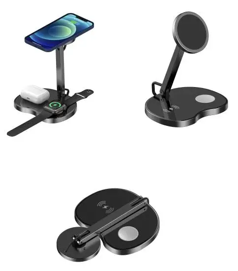 

2021 3 in1 15w hot fast charger Folding magsafing qi custom wireless phone charger caricabatteria magnetico portadile