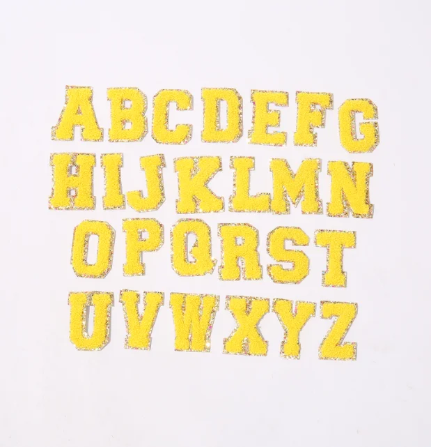 

Full Set Alphabet A-Z Letter Patches Chenille Self Adhesive Embroidery Patch Custom 3M Sticker Letter Embroidered Patches