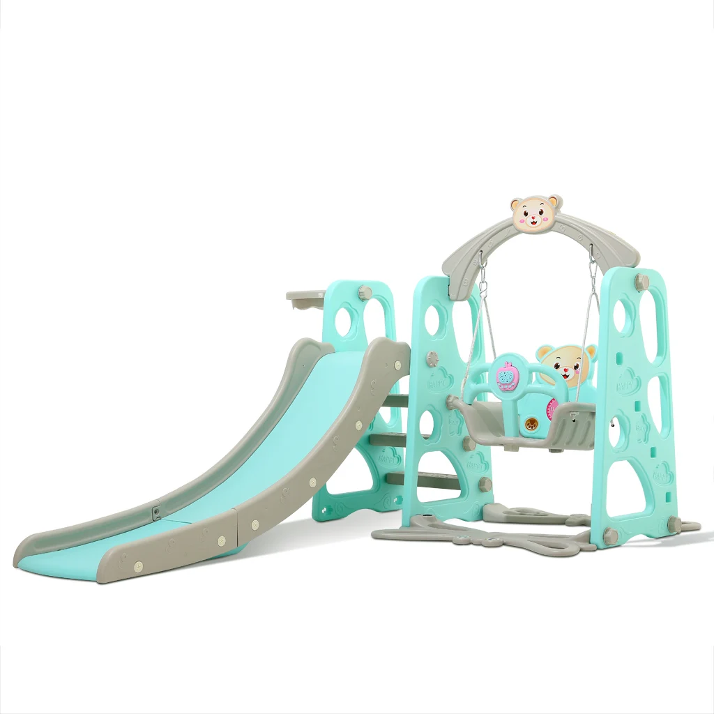 

2021 Hot Selling Good Quality Cheap Price 4-In-1 Blue Grey Color Toddlers Slide And Swing Set Kids, Pink,blue