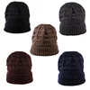 Men Winter Beanie Skull Caps Wool Knit and Cuffed Fleece Lining Hat