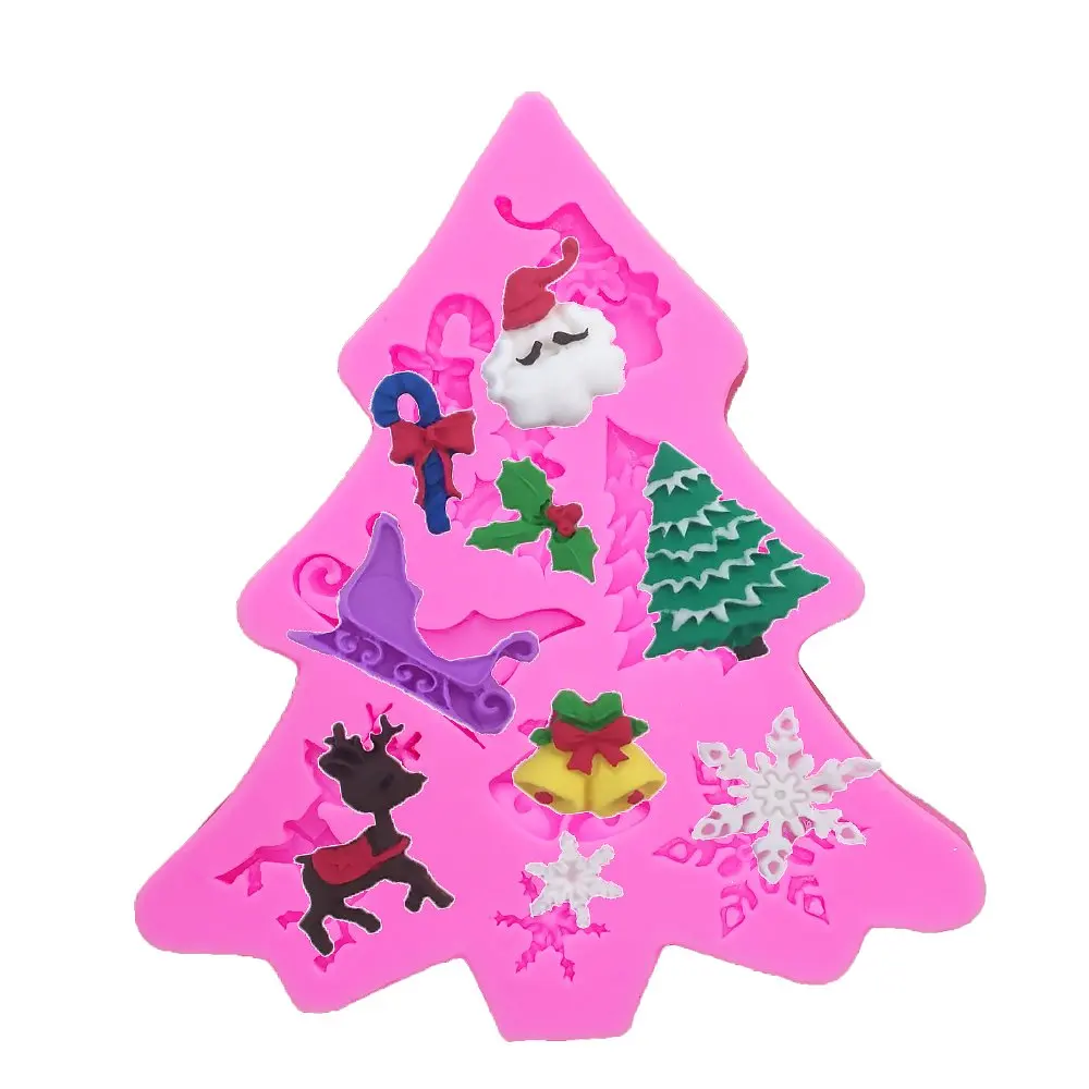 

Christmas Snowman Sleigh Bell Silicone Mold Chocolate Cake Decorating Mold Kitchen Accessories, As photo