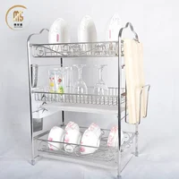 

September Purchasing Festival Large capacity kitchen plate dish drying rack / metal stainless steel 3 tier dish drainer rack