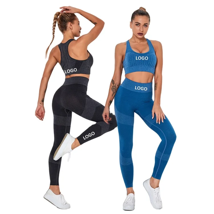 

Wholesale Sexy Oem Fashion Womens Seamless Set Fitness Sport Yoga Sets Pants bra Gym Wear, Accept customized colors