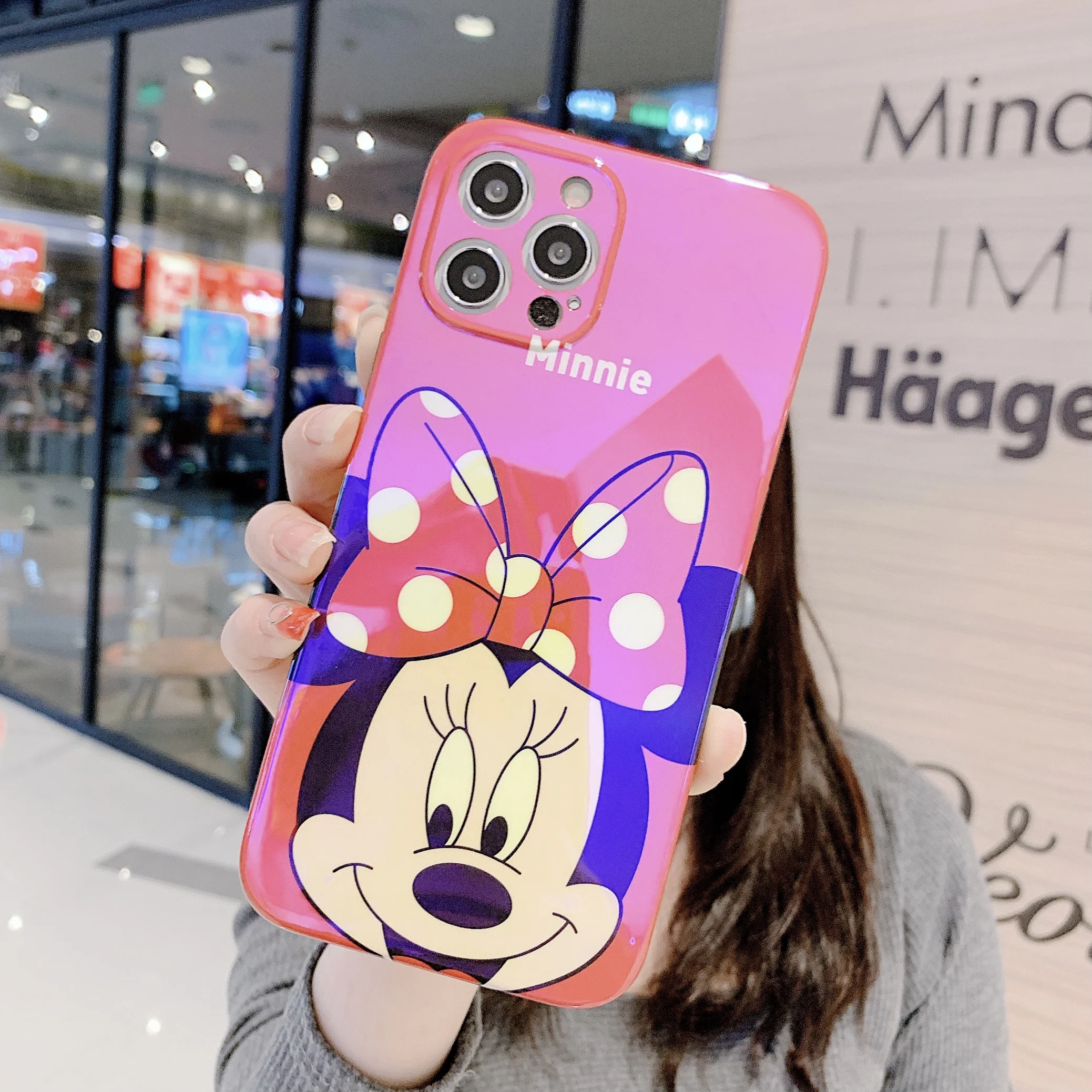 

New 2021 Anime Laugh Mickey Blue Light IMD Phone Case For iPhone 12 Pro Max 8 Plus XR XS Max SE 2020 Back Cover Cartoon IMD Case