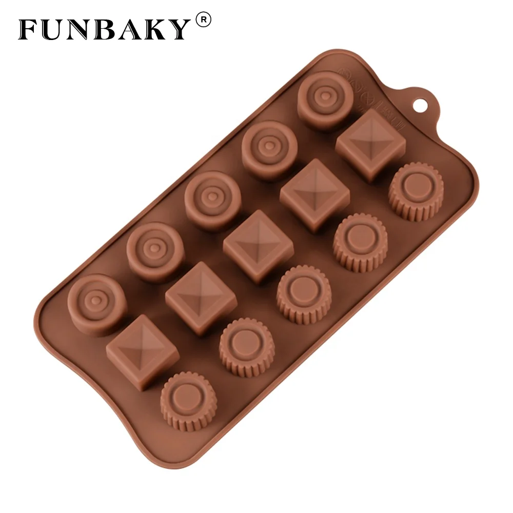 

FUNBAKY Heat resistant 15 cavity round cylinder square shape candy silicone mold chocolate making kits sweets gummy mold, Customized color