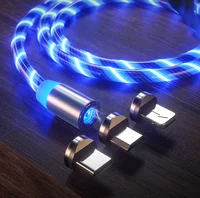 

NEW 3 in 1 Fast Charging Flowing Led Light USB Cable Magnetic Charging Cable