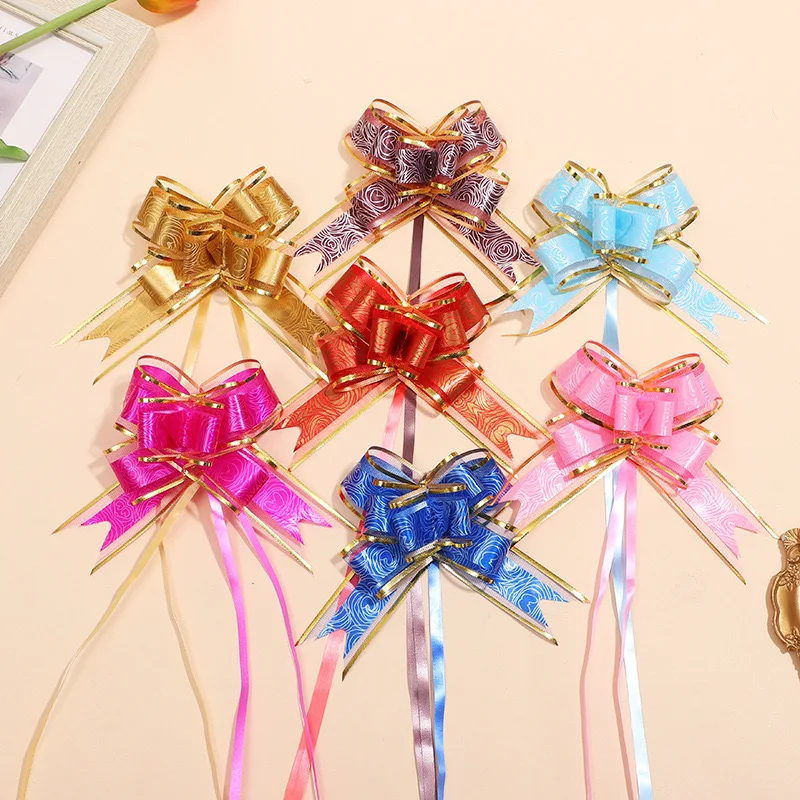

Rose Gold Organza Plastic Pull String Bow Ribbon Butterfly Pull Bow