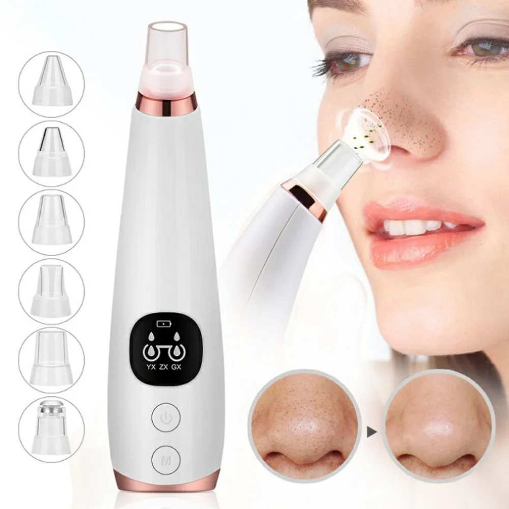 

Professional Popular Personal Electric Pore Removal Cleaner Vacuum Blackhead Remover with 6 Replacement Heads, White